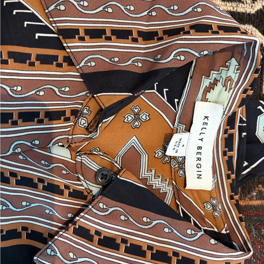 Women's Patterned Blouse - Brown and Black